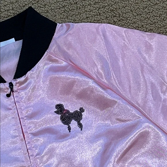 Spirit Pink Satin Sequin Poodle Jacket size Large 50s Grease Costume Halloween - Picture 5 of 17